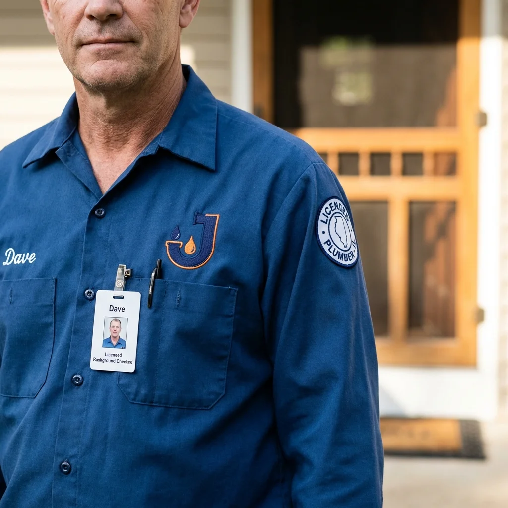 Licensed plumber showing ID badge in Weston, OH