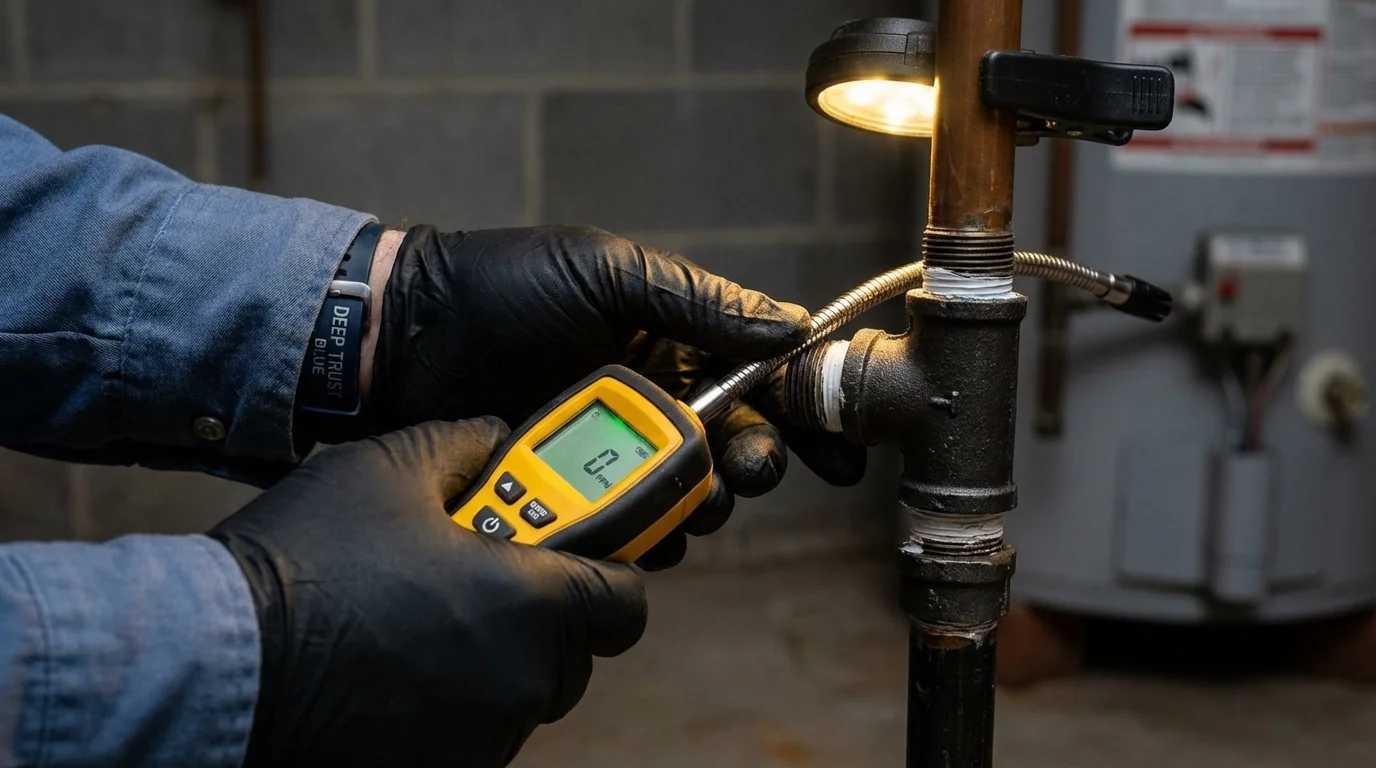 Gas leak detection with electronic sniffer by Johns Plumbing LLC in Weston